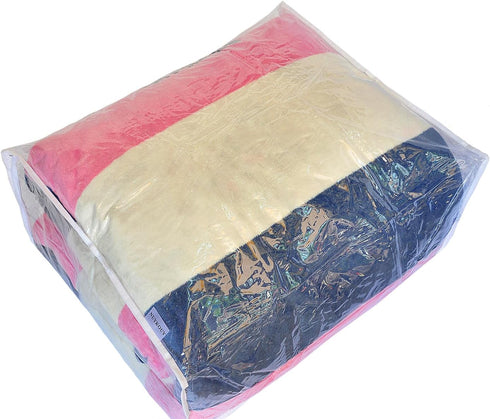 Set of 6 Clear Vinyl Storage Bags with Zipper, 24x20x11 Inch, Space Saver for Blanket, King Size Pillows