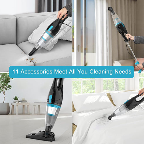 Intercleaner Corded Vacuum Cleaner, 15KPa Powerful Suction, 12 in 1 Lightweight Bagless Stick Vac for Home, Car