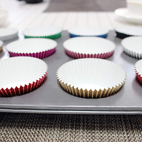 Eoonfirst Silver Foil Cupcake Case Liners, 198 Pcs Baking Muffin Paper Cups