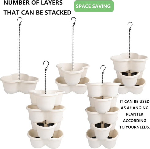 5 Hourleey Strawberry Planter, Tier Stackable Gaden Tower for Flowers, Vegetables, Grow Your Own Herb Garden Vertical