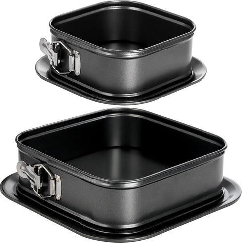 SOUJOY Set of 2 Springform Cake Pan, Non-stick Square Cheesecake Pan with Removable Bottom