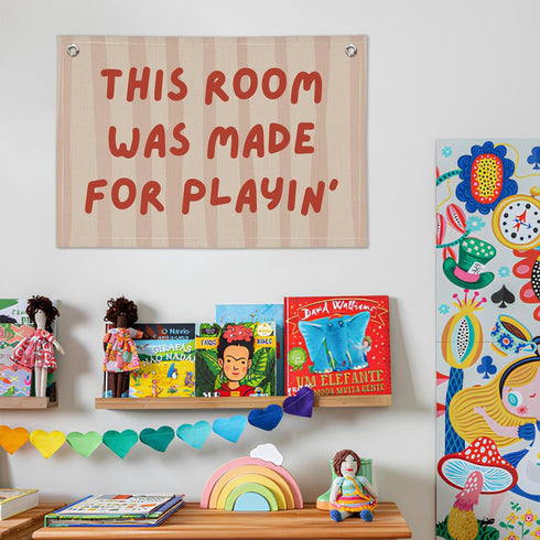 Wheatwin 20x30 Inch Playroom Decor Wall Banner "This Room Was Made For Playin'" - Nursery Canvas Art, Kids Bedroom