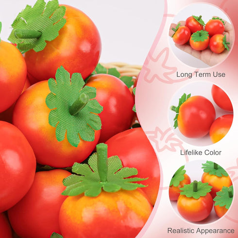 Meiwlong 27 1.5 Inch Pcs Small Artificial Tomatos,Mini Fake Tomato for Decoration, Realistic Plastic Fake Fruits