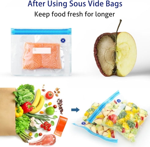 Sous Vide Bags 31Pcs, Reusable BPA Free Vacuum Sealer Bags for Cooking/Food Storage/Microwave Heating