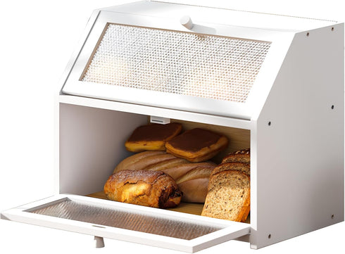 Countertop STDDRE Bread Box for Kitchen Bin Double Layer Bread Box Storage Container Extra Large Capacity Farmhouse