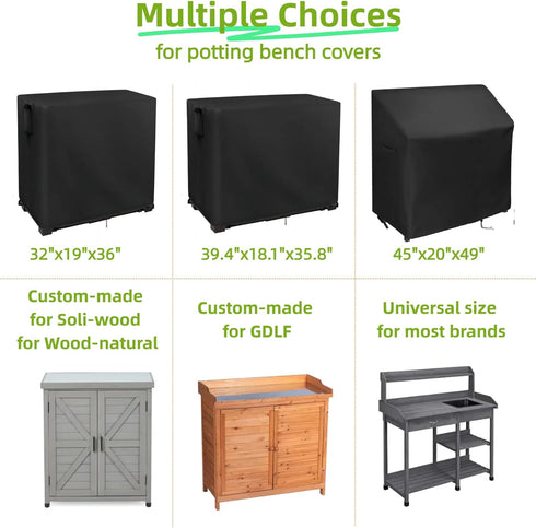 32"x19"x36", Potting Bench Cover, Waterproof Cover for Mederla Outdoor Storage Cabinet Protective Cover for Garden