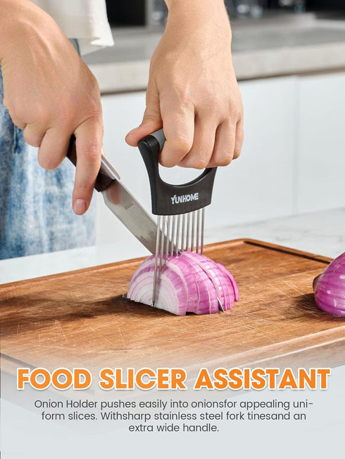 YUNHOME Stainless Steel Onion Slicer, Cutter for Slicing Onions, Tomatoes, Eggs, Fruits, and Vegetables