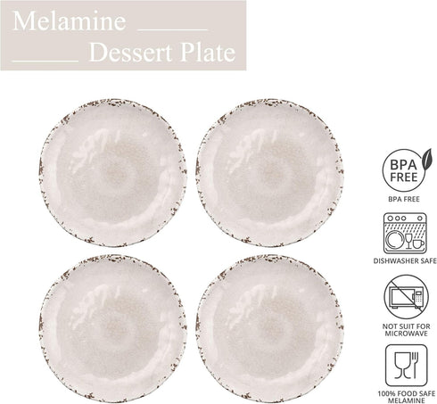 Supreme Housewares 4-Piece 6 Inch Melamine Dessert Plates, Small Serving Plates for Appetizer, Snack, Fruit, Side