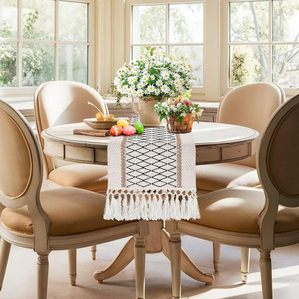 yuboo Boho Table Runner, Short Spring Coffee Table Runner 36 inches, Macrame