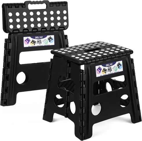 Delxo 13 inch 2 Pack Folding Step Stool, Non-Slip Foldable Stools Up