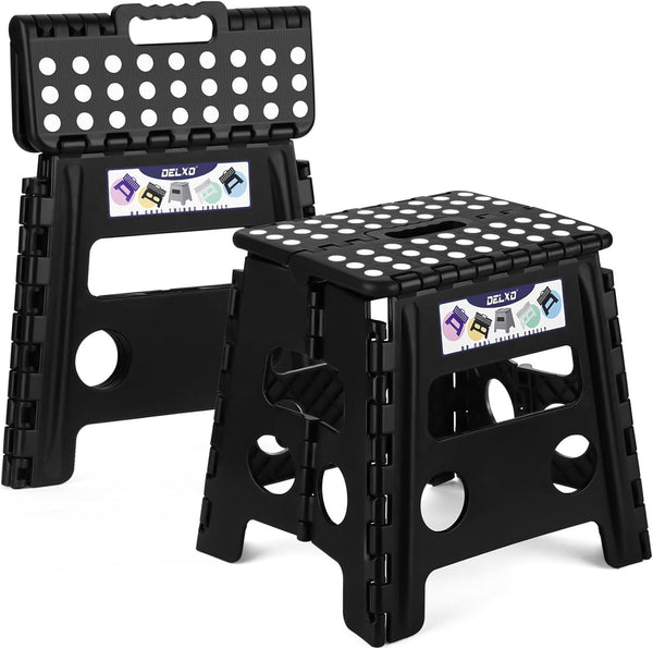 Delxo 13 inch 2 Pack Folding Step Stool, Non-Slip Foldable Stools Up