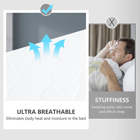 King Waterproof Mattress Protector - Breathable Noiseless Cover, Deep Pocket Fit Up to 21 Inches, White