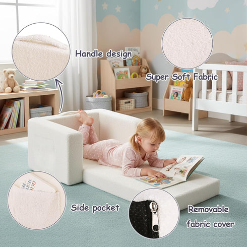2-in-1 Tiita Kids Sofa, Toddler Chair, Convertible Children Couch to Lounger, Flip Out Kid Sofas Chair, Toddler Armrest
