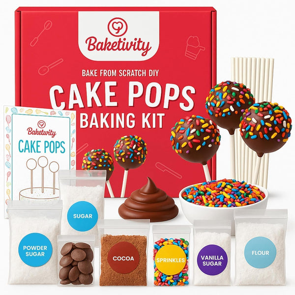 Baketivity DIY Cake Pop Baking Kit for Kids - Premeasured Ingredients, Decorating