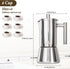 6Cup 10 oz LAOION Stovetop Espresso Maker, Moka Pot, Stainless Steel Cuban and Italian Coffee Maker for Cafetera