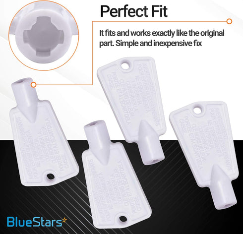 BlueStars Ultra Durable Freezer Door Key Replacement Part - Compatible with Frigidaire, Pack of 4