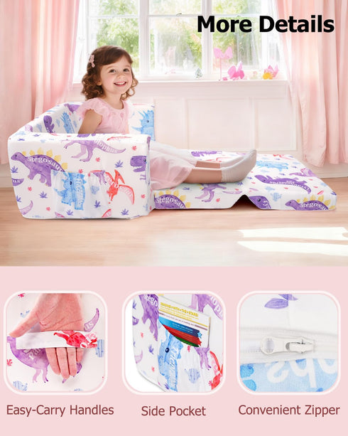 2-in-1 1-3 Kids Couch, Kids Fold Out Couch, Convertible Sofa to Lounger for Girls and Boys, Soft Toddler Chairs Comfy