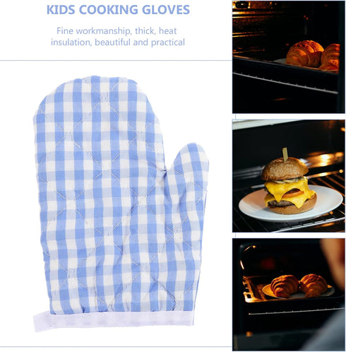 2Pcs Kids Oven Mitts for Children Play Kitchen, Anti- Scald Gloves Microwave Oven Gloves Kitchen Mitts for Kids Toddler
