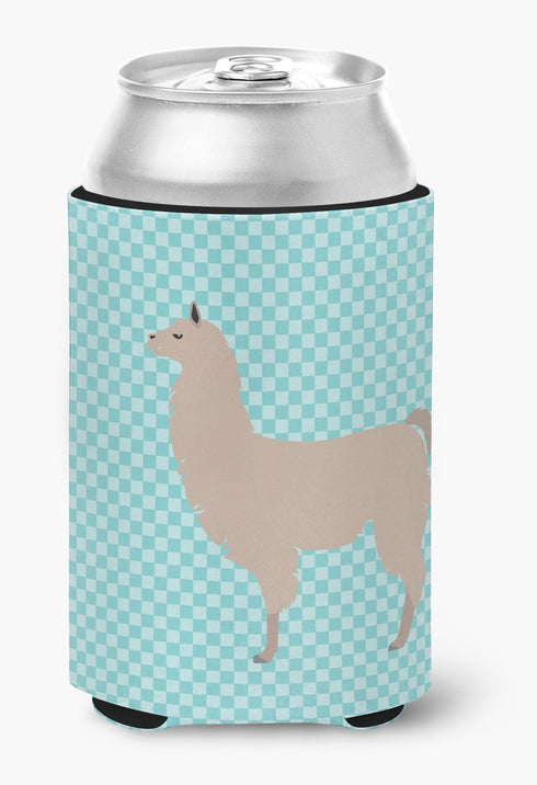 Caroline's Treasures BB8090CC Llama Blue Check Can or Bottle Hugger Cooler, Washable Drink Sleeve, Insulated Holder,
