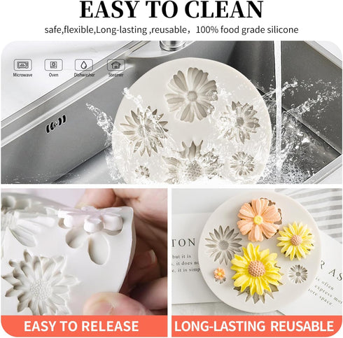 Sunflower Silicone Cookie Biscuit Baking Molds, Decorating Craft Mold