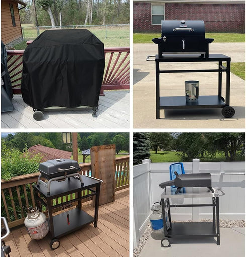 Outdoor Dining Cart Cover for Royal Gourmet Double-Shelf Movable Prep Grill Side Table Heavy Duty Waterproof Cover