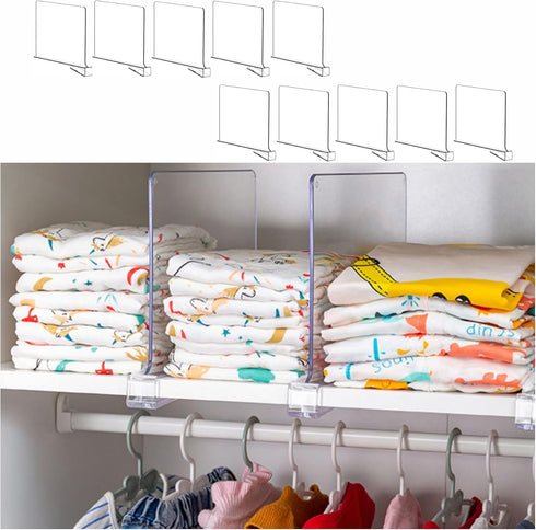 Clear Acrylic Closet Dividers and Organizers for Shelves, 10PCS - Ideal for Clothing, Purse, and Sweater Organization