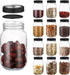 novelinks 32 OZ Clear Plastic Mason Jars with Airtight Lids - 12 PACK Plastic Jars for Kitchen & Household Storage