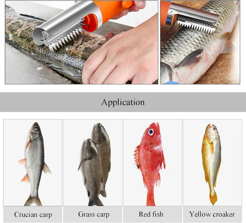Powerful Electric Fish Scraper, Cordless Fish Scaler Cleaner, Automatic Fish Scale Remover with Manual Scaler
