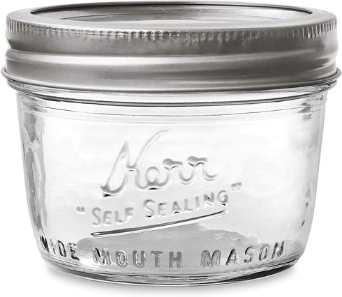 Kerr Wide Mouth Half-Pint Glass Mason Jars, 8-Ounces with Lids and Bands (2 Jar-Pack)