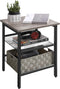 VASAGLE INDESTIC End Table, Nightstand with 2 Adjustable Mesh Shelves, Industrial Side