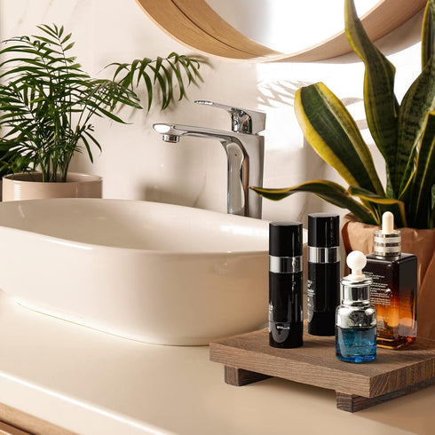2 Counter Tiamon Pcs Wood Pedestal Stand Riser Wood Riser Soap Stand for Bathroom Farmhouse Soap Tray for Home Kitchen