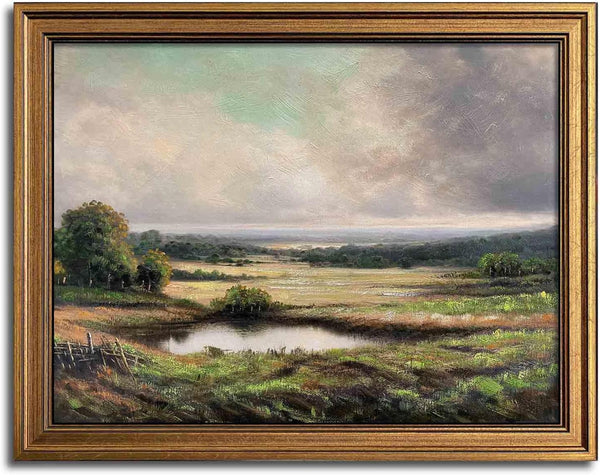 Gold Framed Vintage Wall Art Classical French Landscape Mountain Painting for Living Room Decor (Velley, 8''x10'')