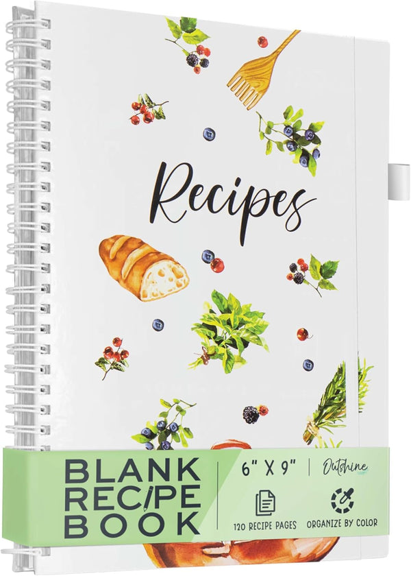 OUTSHINE Blank Recipe Book: 6x9 Recipe Notebook to Write in Your Own Recipes, Recipe Binder, and Journal