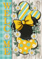 Welcome Spring Decorative Garden Flag, Daisy Flower Yellow Teal Plaid Stripes for Outdoor Home Decor