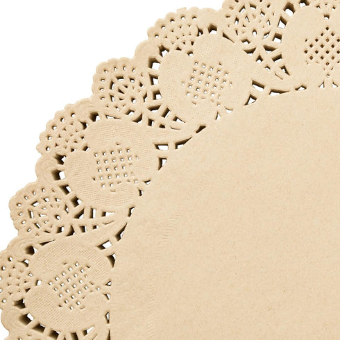 Juvale Round Paper Placemats & Doilies, 12-Inch Brown Paper Chargers for Dinner Plates and Tea Party