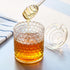 Iyulania (10 oz) Glass Honey Jar with Lid and Dipper, Honeycomb-Inspired Design Container, Heavy Honey Pot for Home