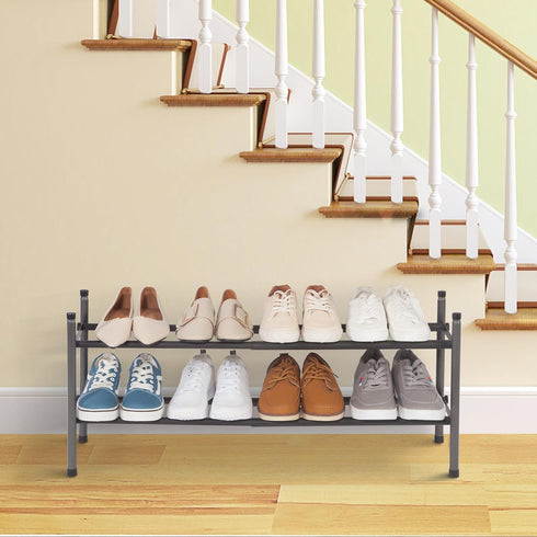 8 Closet, 2 STORAGE MANIAC Expandable Shoe Rack, Pairs Stackable Small Shoe Rack, Metal Adjustable Shoes Organizer