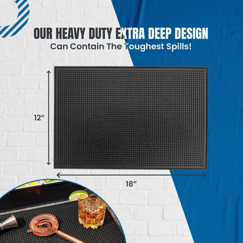 Countertop 18" 12" (2 Rubber Bar Mats for by ProTensils - x Black Bar Mats for Bartending, Bar Service Mat, Home Bar