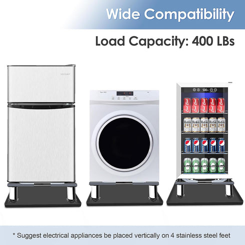 Mini Fridge Stand with Silicone Mat, Adjustable Universal Stand Base with 4 Sturdy Feet, 24''x 24'' Mini Fridge Drip Pan