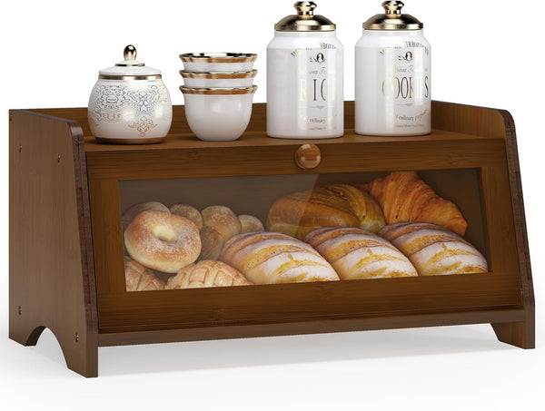 JANSNIMEN Vintage Bread Box for Kitchen Countertop, Large Bread Container Storage, Wooden