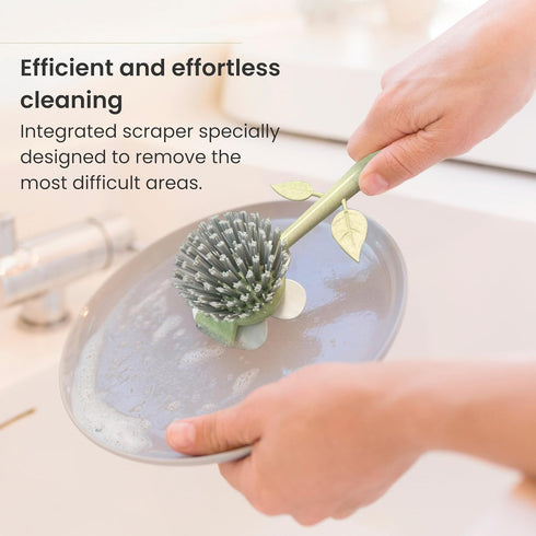 Vigar Florganic Daisy-Shaped Dish Brush, a Dish Brush with Handle, and a Dish Brush with Stand for Pot Scrubber