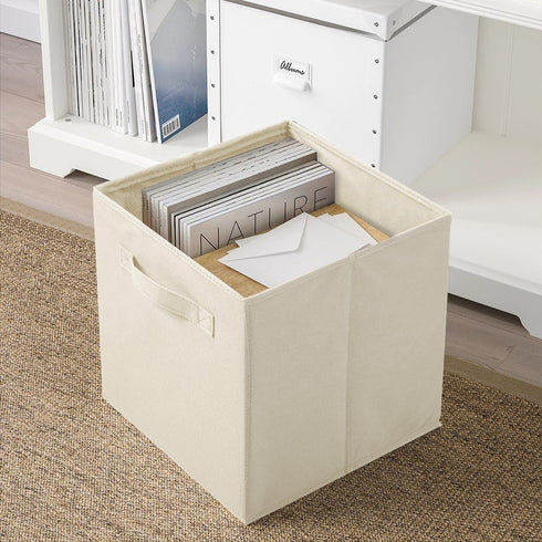 Collapsible Storage Cubes with Handles, Durable Fabric Foldable Bins for Closet Shelves, 2 Pack (10.5'' x 11'' x