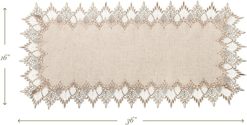 36 Inches 16 36 Inch) Phantomon Neutral Linen Table Runner Beige Embroidered Runner Lace Centerpiece for Dresser Tops