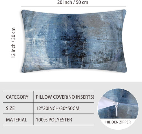 Blue and Grey Abstract Art Pillow Cover, Gallery Modern Decorative Throw Pillows Cushion Cover, Set of 2