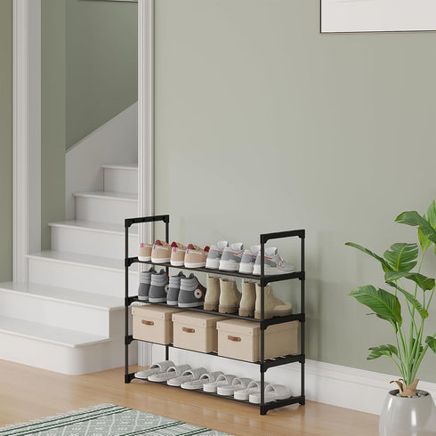 4-Tier 20 Calmootey Shoe Rack, Tall Large Capacity Pairs Shoes Storage Organizer, Stackable Wide Shoe Shelf