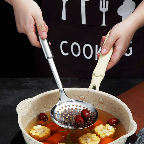 Berglander Stainless Steel Skimmer, Cooking Strainer Spoon, Slotted Spoons for Kitchen
