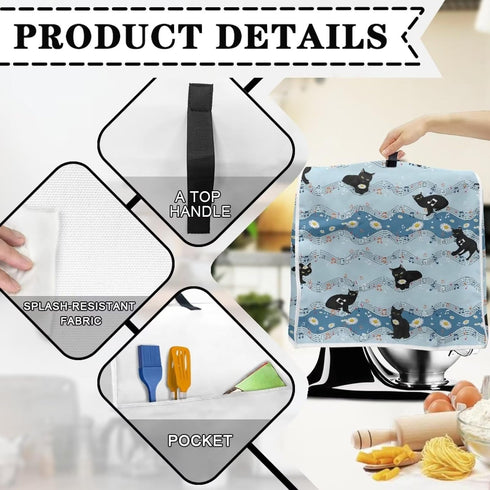 Cat Music Mixer Cover, Kitchen Appliance Covers to Keep Clean & Safe, Dustproof Compatible with 5-8 Qt Bowl-Lift Stand
