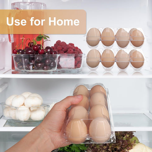 150 Pack 8 Bulk Egg Cartons, Clear Plastic Chicken Egg Holders, Egg Tray Carton Holder for Home & Kitchen, Farm