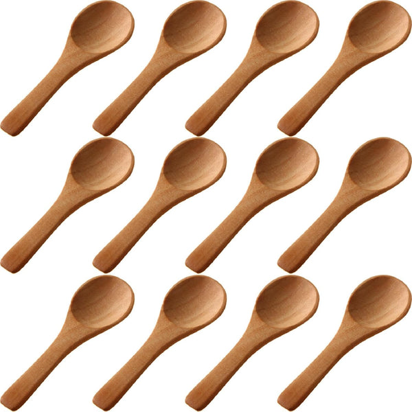 Boao 50 Pcs Small Wooden Spoons, 3.5'' L, Mini Natural Tiny Spoons for Jars, Sugar, Creamer, Honey, Kitchen Supplies