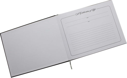 Funeral Memorial Book, Celebration of Life Guest Book with Bonus White Memory Table Sign Included